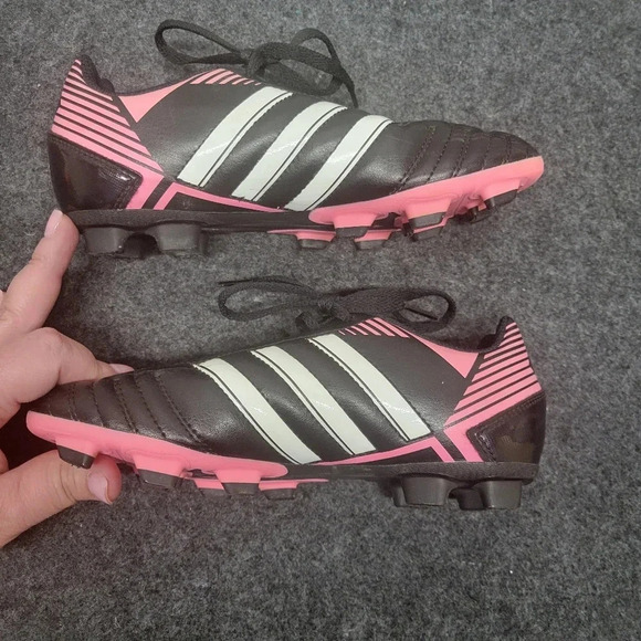 Adidas Q21025 Male Youth Soccer Cleats Black White Pink US 2 1/2 - Picture 3 of 15